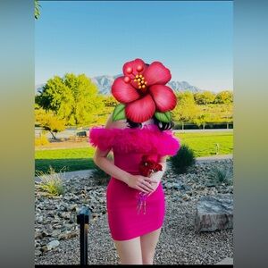 Allison+Kelly Vibrant Pink Off-Shoulder Homecoming Dress